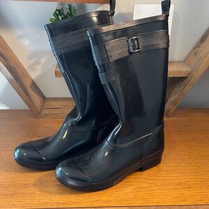 Sperry Black Rubber Rain Boots with Buckle